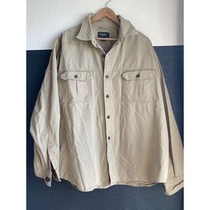 Eddie Bauer Men's Relaxed Fit Canvas Long Sleeve Work Shirt Khaki M-4XL